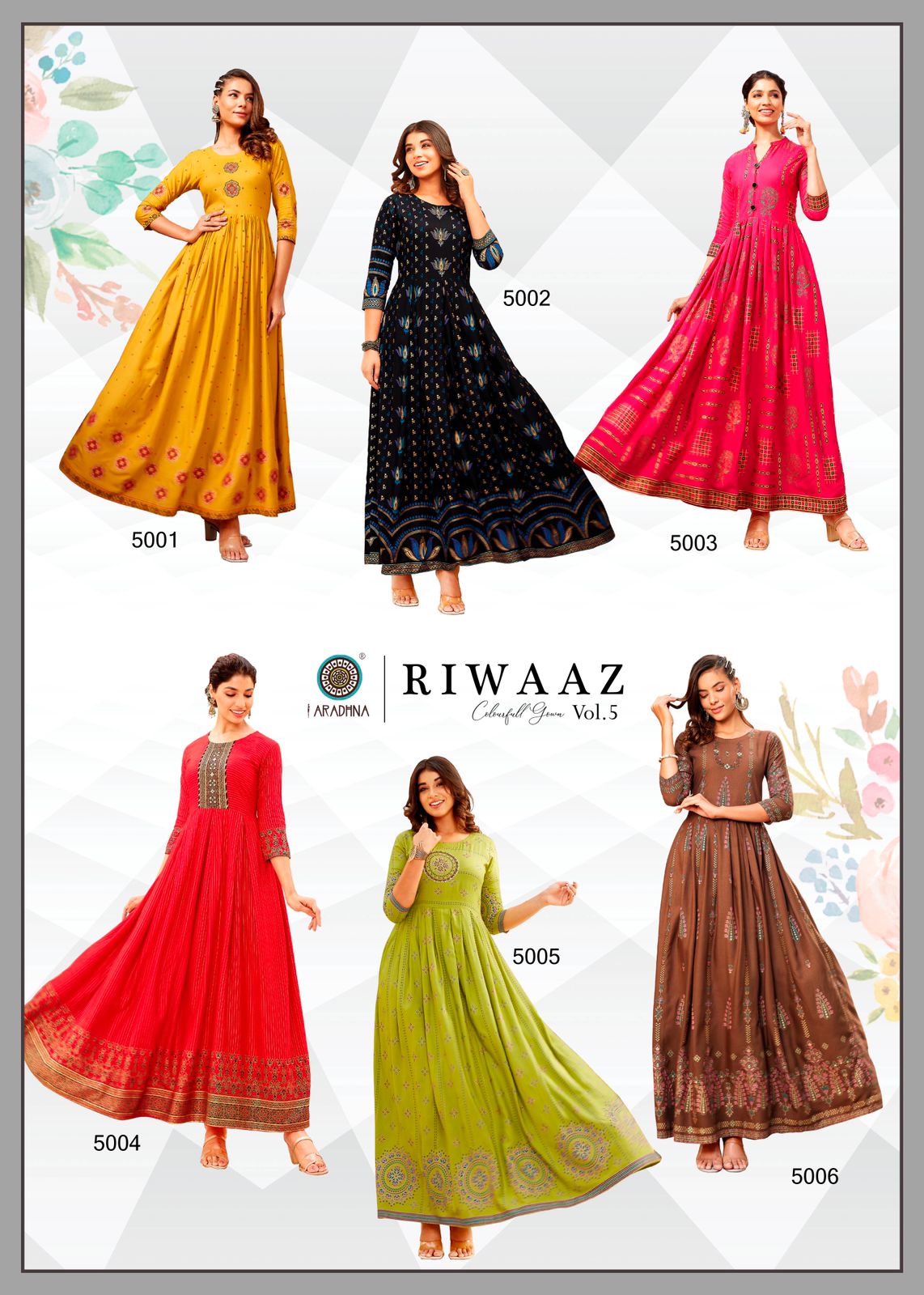 Aradhna Riwaaz 5 Printed Long Anarkali Kurti Catalog